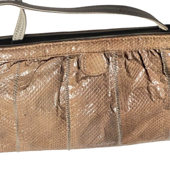 CLEMENTE VINTAGE DESIGNER SNAKESKIN STUNNING METAL BENDABLE RETRACT CLOSURE - Picture 10 of 10